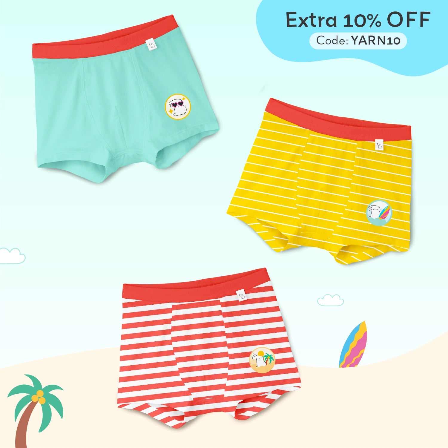 Pack of 3 Boys Trunk - Silky Snuggles Collection