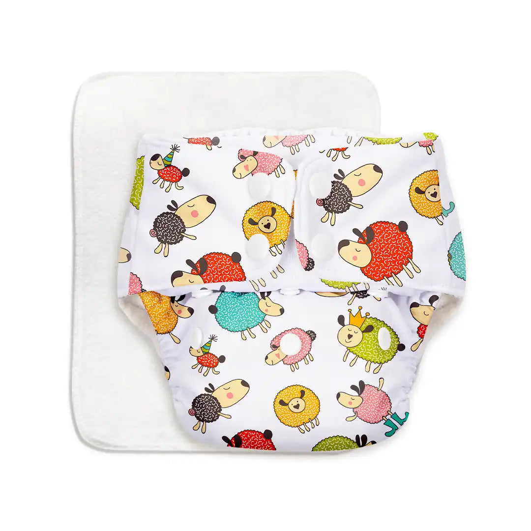 Sheep - BASIC Cloth Diaper, New & Improved with EasySnap & Quick Dry UltraThin Pad