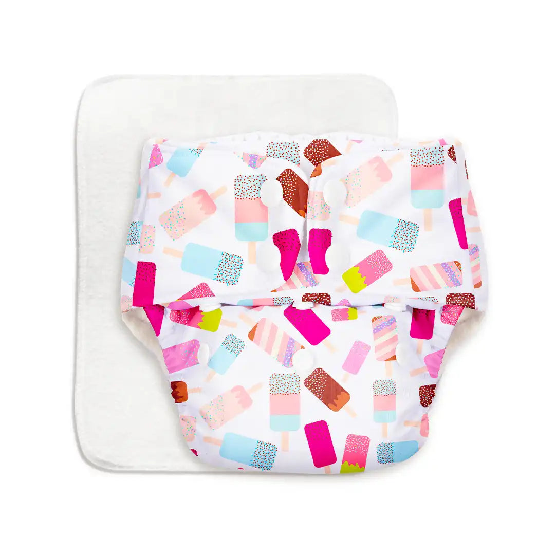 BASIC Cloth Diaper (Icecream) with EasySnap Quick Dry Pad