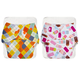 BASIC Cloth Diaper Pack of 2 (Peach Geomtric & Ice Cream)