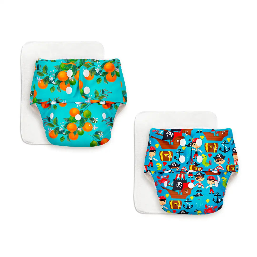 BASIC Cloth Diaper Pack of 2 (Pirates & Peaches)