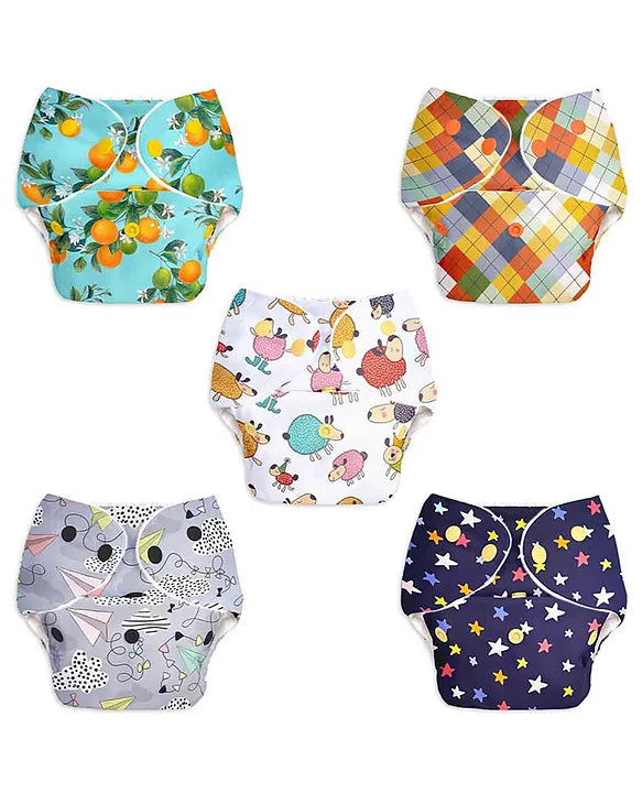 BASIC Pocket Cloth Diaper Pack of 5 + Waterproof Outer