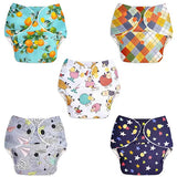 Basic Diaper Pack of 5-Assorted (with loose snap) No Print Choice