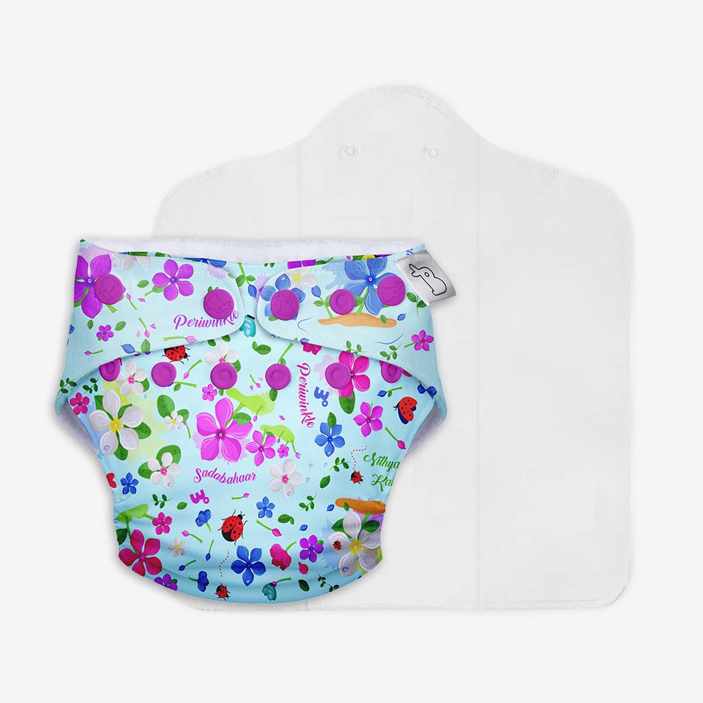 SuperBottoms Freesize UNO Cloth Diaper Periwinkle print