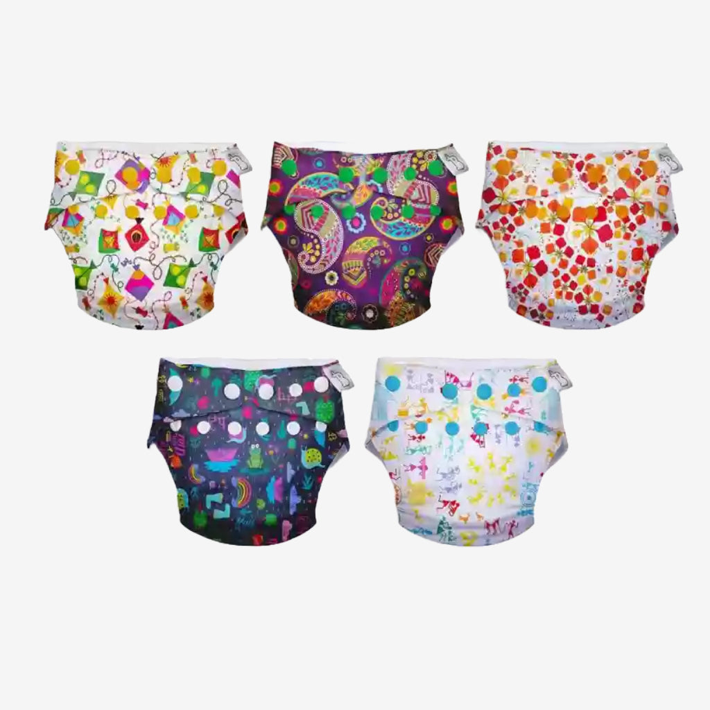Freesize Uno Pack of 5-Assorted with loose snap (No Print Choice)