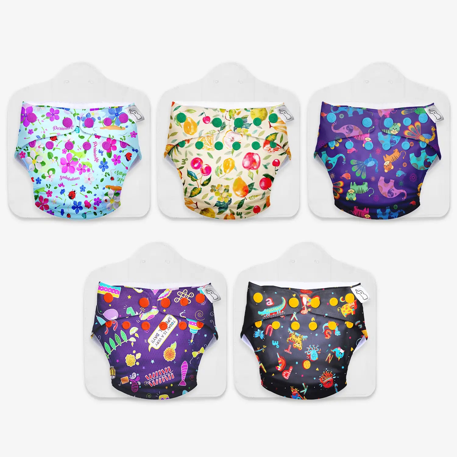 Pack of 5 UNO Regular Cloth Diaper + 5 Dry Feel Magic Pads