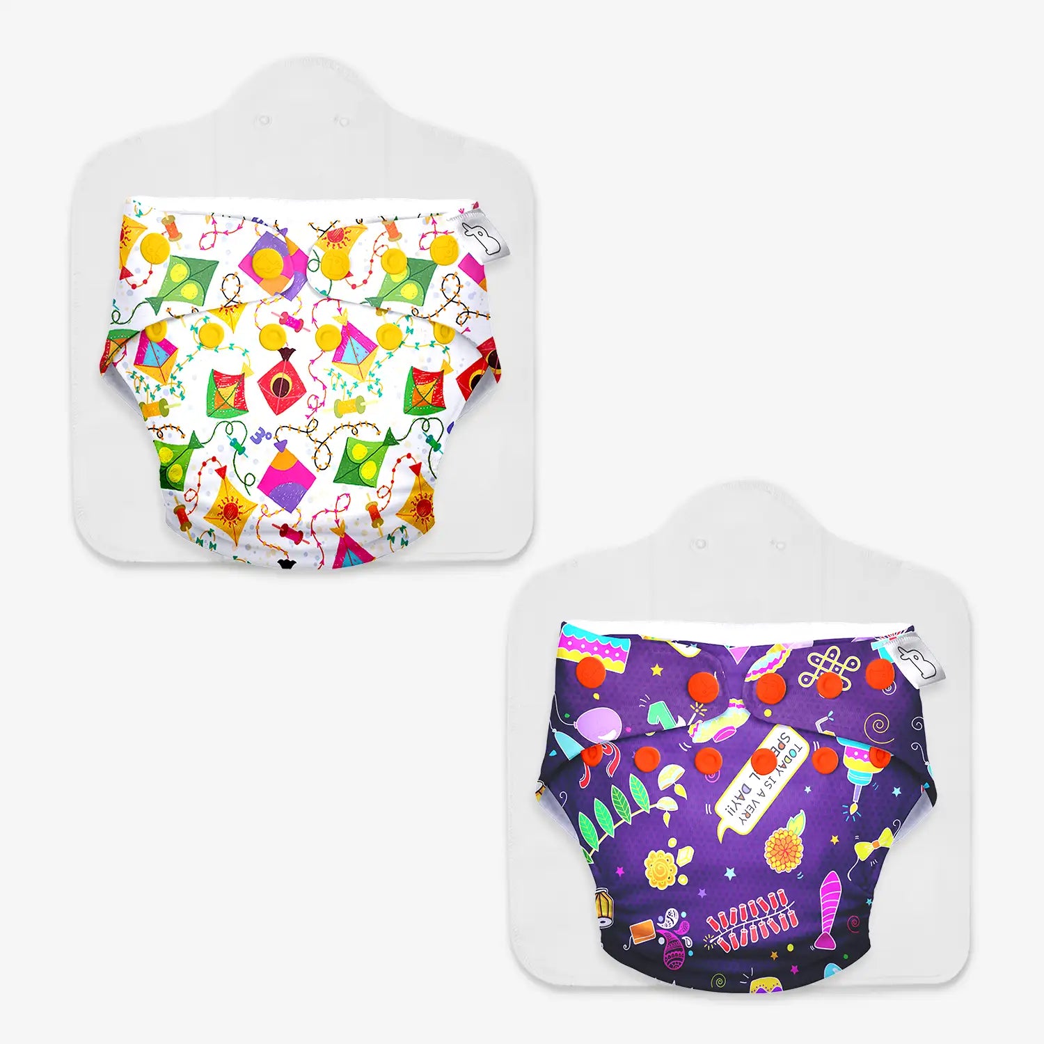 Pack of 2 UNO Regular Cloth Diaper + 2 Dry Feel Magic Pads