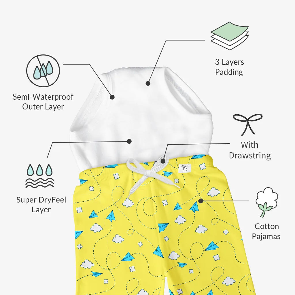 SuperBottoms Potty Training Pajama (Fly High) with Drawstring