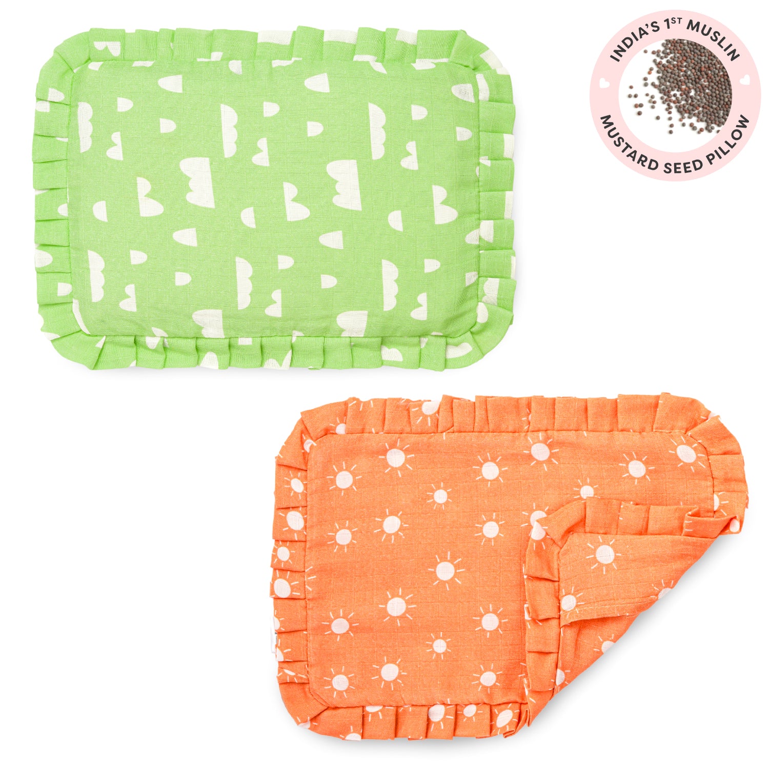 Mustard Seed Pillow with 2 Muslin Pillow Covers - Cloud Nest & Golden Hour