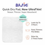 Pack of 7 BASIC Diaper, New & Improved with EasySnap & Quick Dry UltraThin Pad - (7 Shell + 7 Pads) - No Print Choice