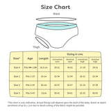 padded underwear size chart
