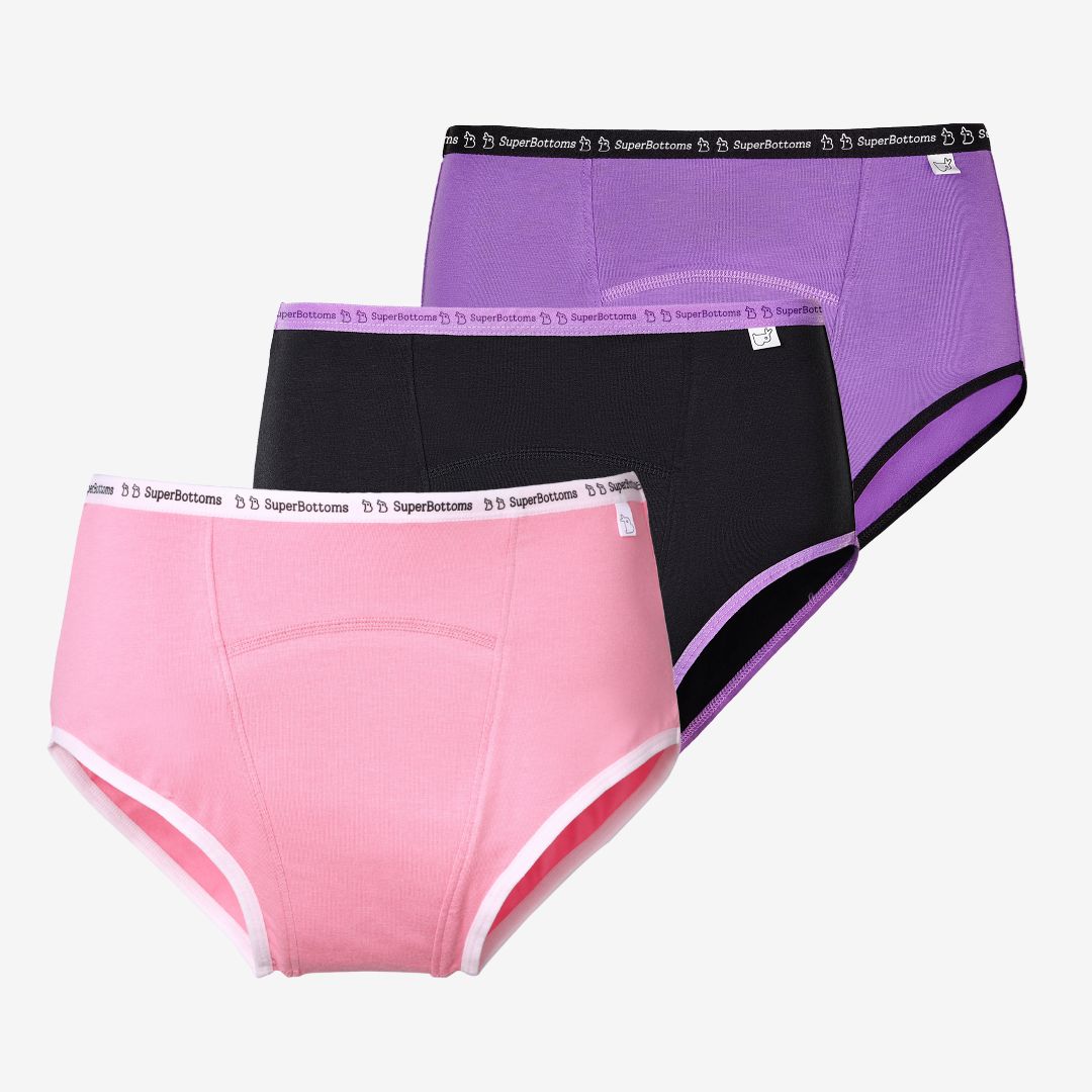 MaxAbsorb Period Underwear Pack of 3 (Pink, Black, Lilac)