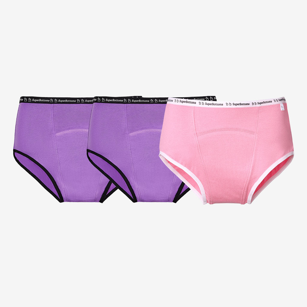 MaxAbsorb™ Period Underwear Pack of 3 - (2 Lilac and 1 Pink)