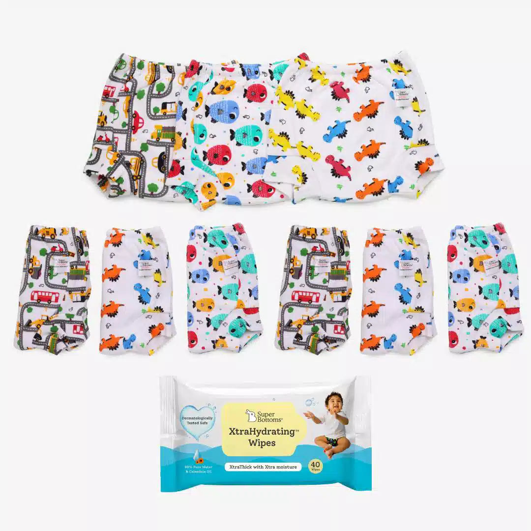 9 Pack Padded Underwear™ + FREE Wipes - 40 Pack