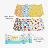 12 Pack Padded Underwear + 2 FREE Wipes - 40 Pack