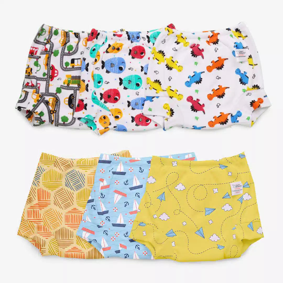 SuperBottoms Padded Underwear - Semi Waterproof Pull up Underwear/Potty  Training Pants (Pack of 12, Size 2) - Star Gazer Collection, Buy Indian  Products Online - Raffeldeals