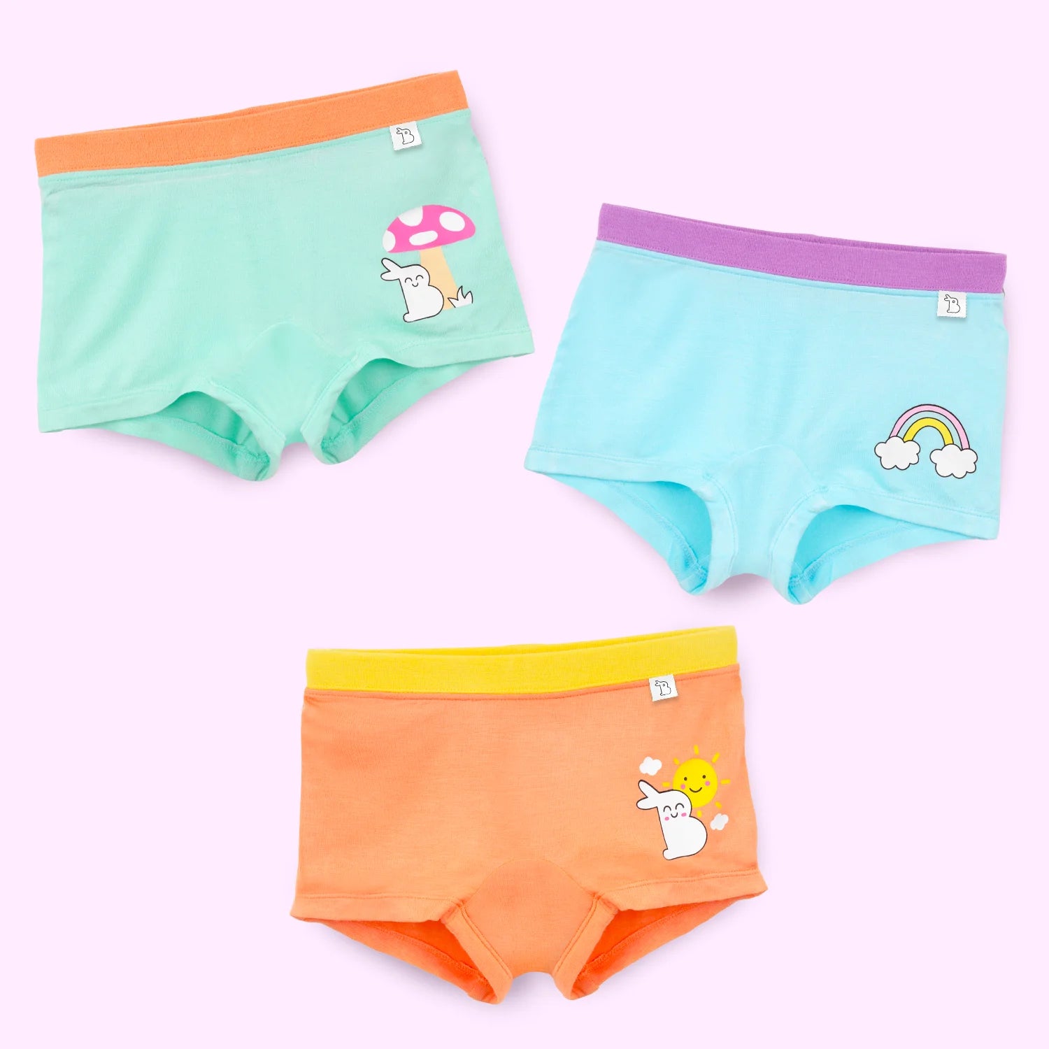Pack of 3 Girl Boyshorts (Sunkissed, Sky Snuggles & Mushroom Magic)