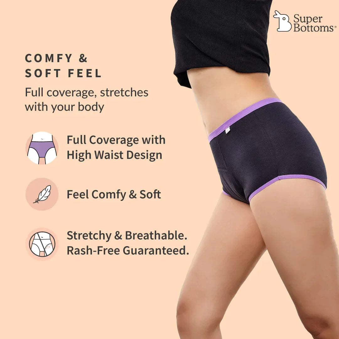 Incontinence Period Underwear 2 Pack (Black) by SuperBottoms