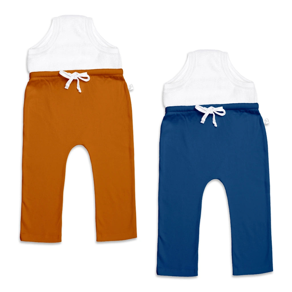 Adjustable Diaper Pants with Drawstrings - Brown & Blue (Pack of 2)