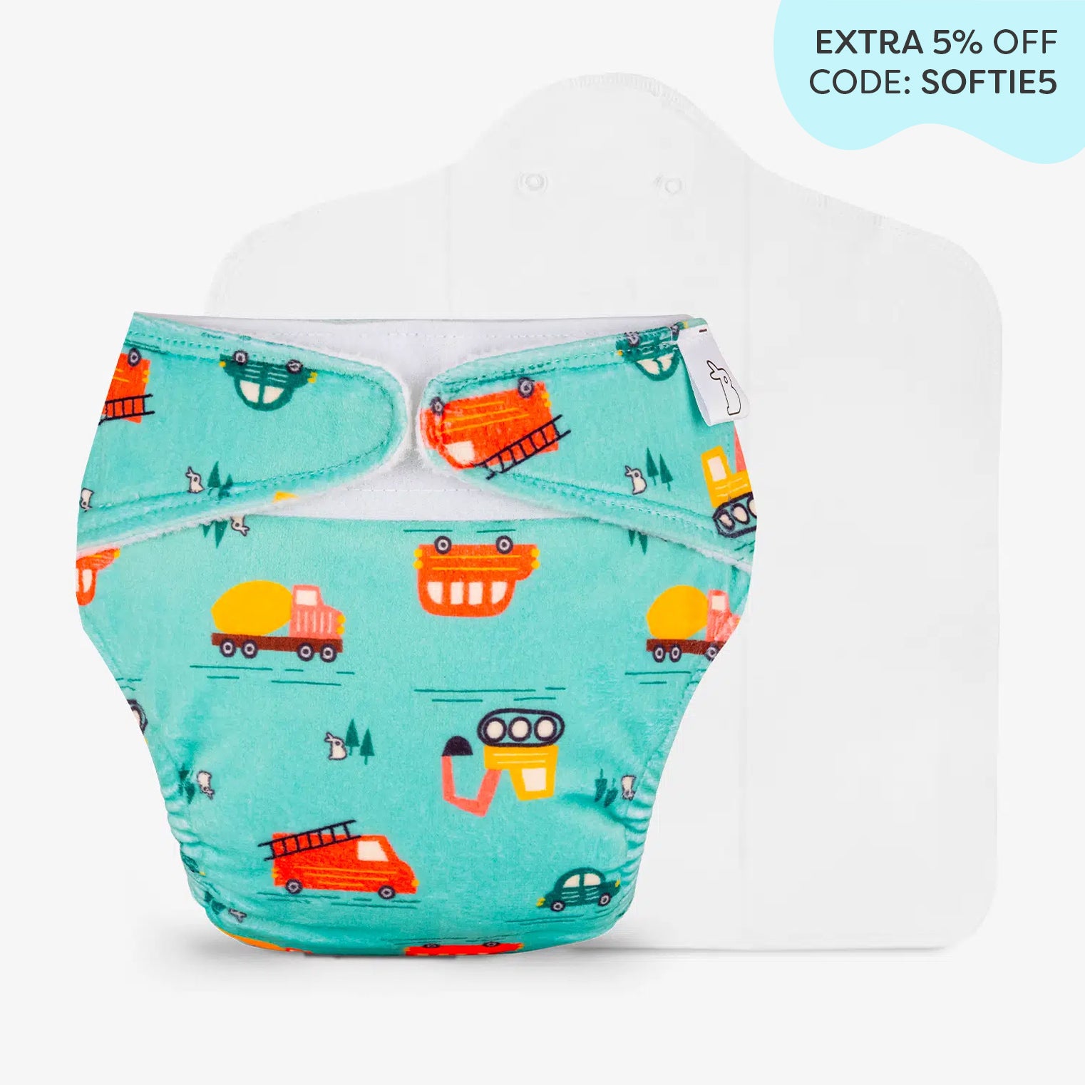 Little Wheels Freesize UNO SuperSoft Cloth Diaper with Velcro