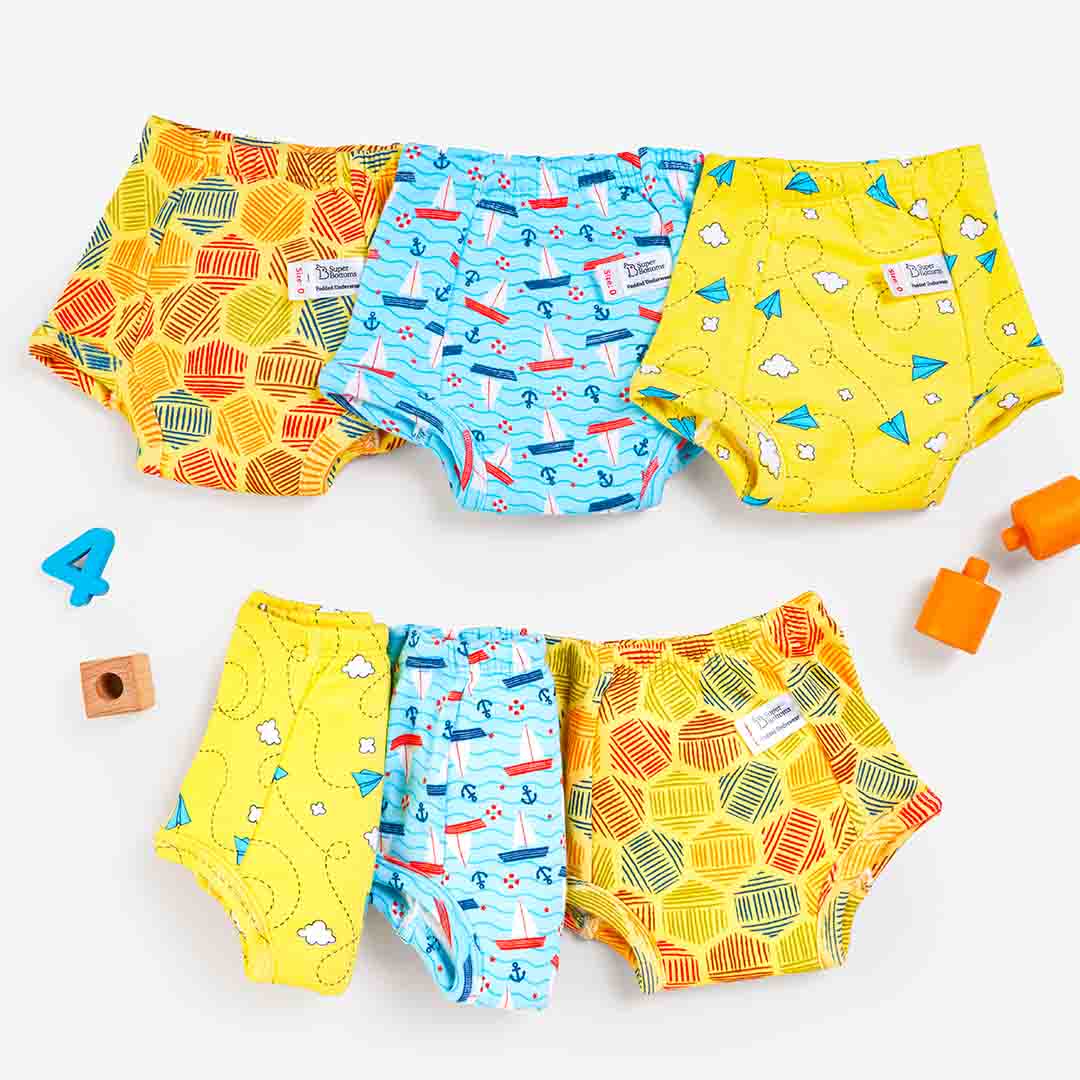 Padded Underwear-6 Pack (with fabric pulling/gathering in the front) No Print Choice