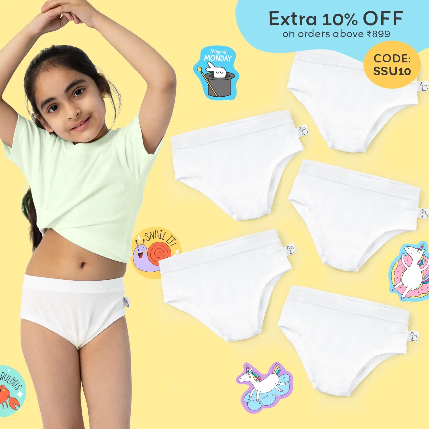 SuperSoft Girl Briefs with Stickers – Fun Meets Comfort