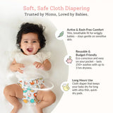 Pack of 3 BASIC Diaper, New & Improved with EasySnap & Quick Dry UltraThin Pad - (3 Shell + 3 Pads) - No Print Choice