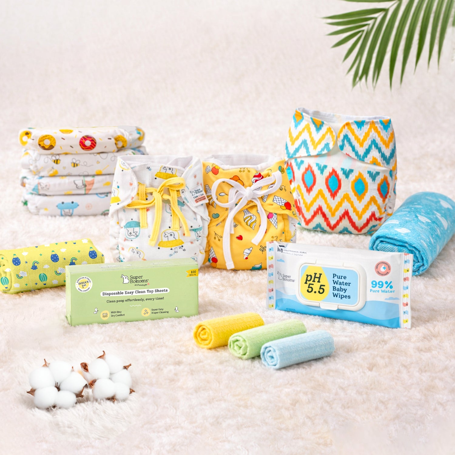 Superbottoms Newborn Baby Essentials Kit 8 piece bundle
