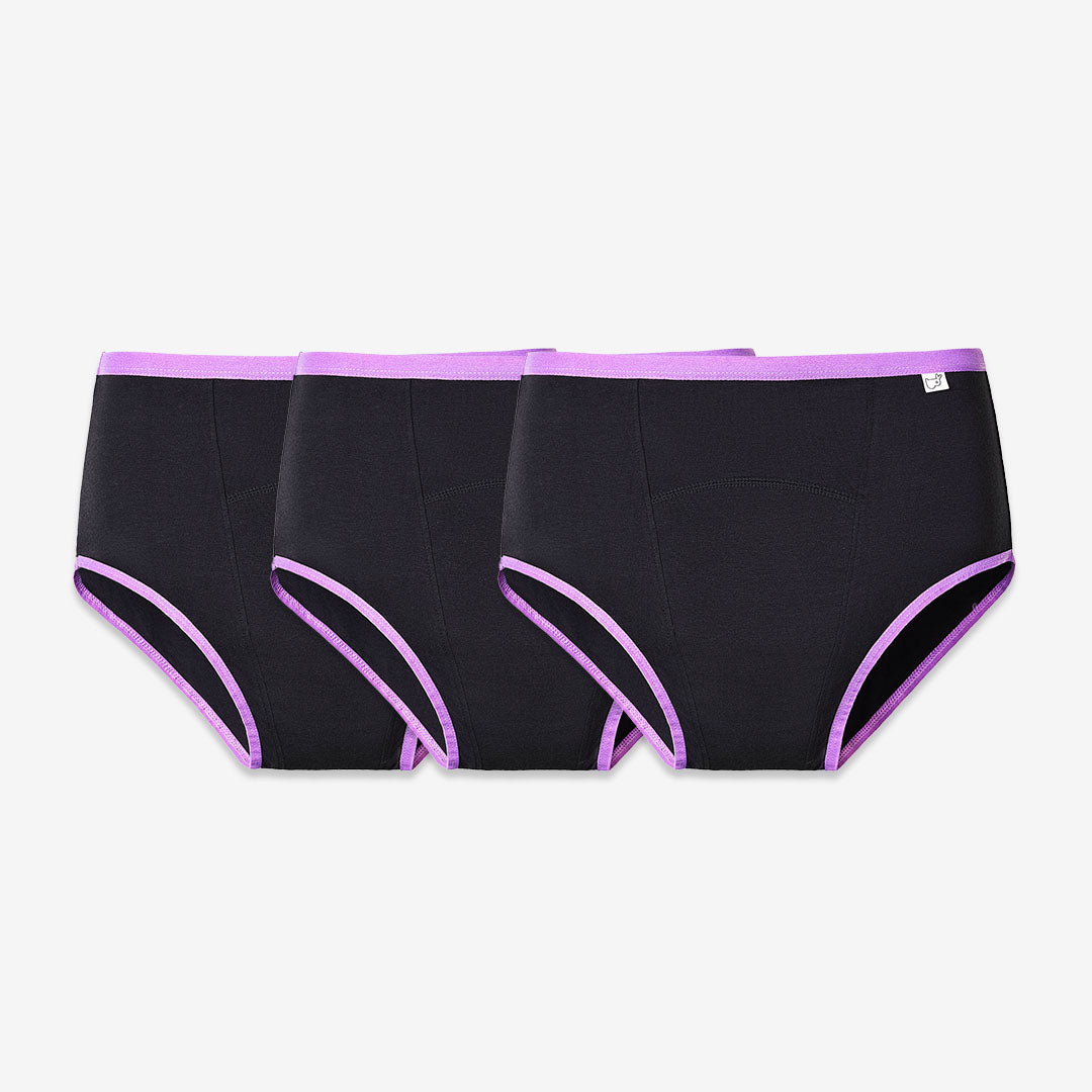 Incontinence Period Underwear 3 Pack (Black) by SuperBottoms