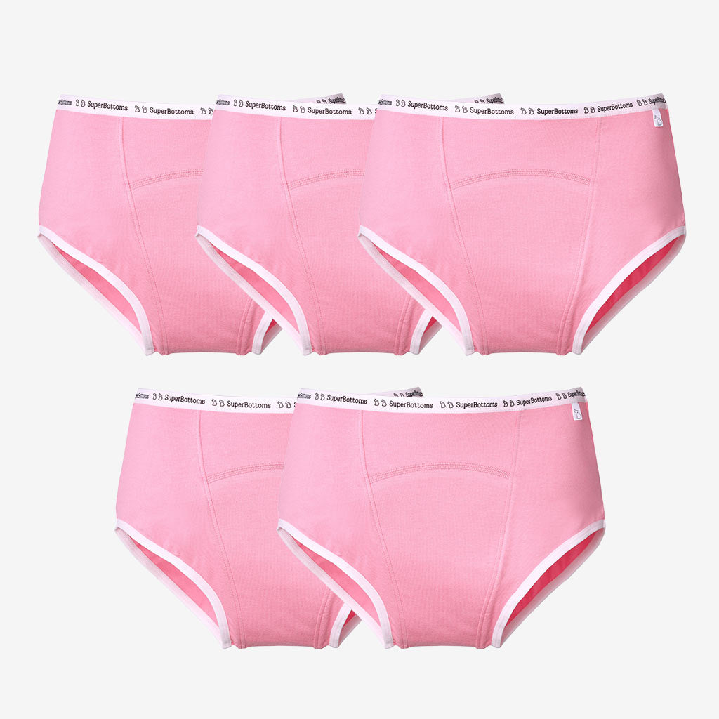 Period Underwear Pack of 5 (Pink) With Printed Elastic