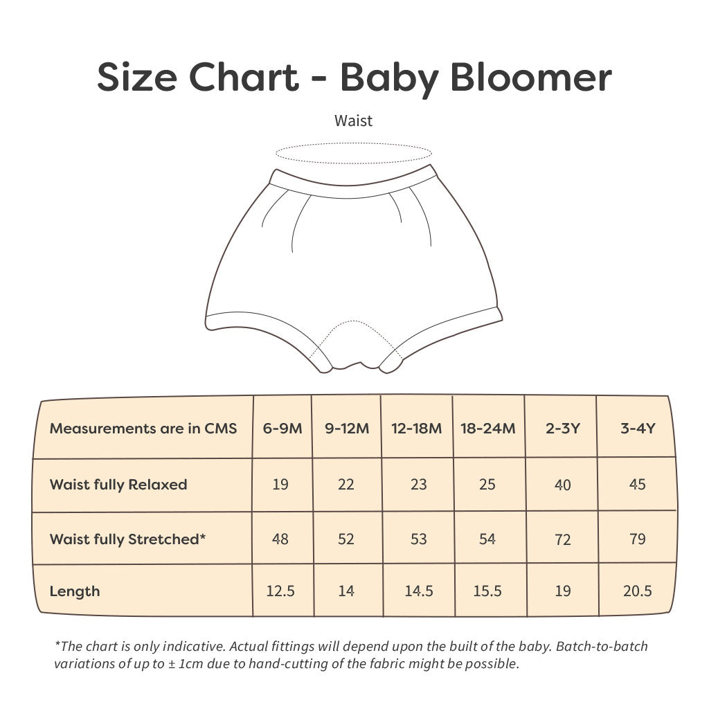 Basic Baby Bloomers Size Chart