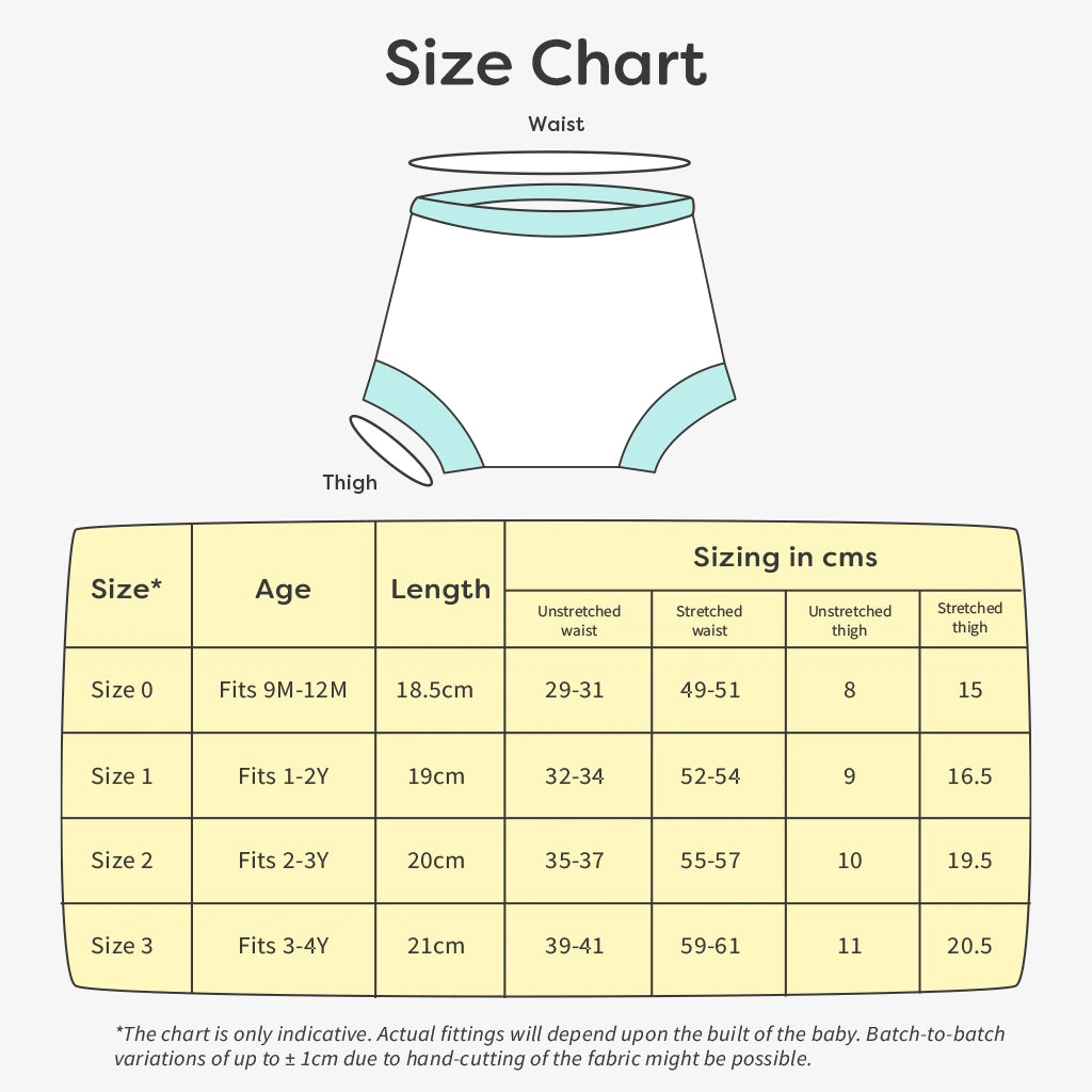 Padded Underwear Size Chart