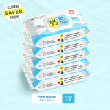 Super Saver Pack of 5 - 99% Pure Water Baby Wipes (72 pcs)