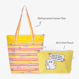 Multipurpose Canvas Tote + All In One Pouch - Yellow