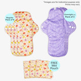Pack of 12 (9 Regular + 3 Overnight) (Print/Colour may vary) + Free Wet Pouch