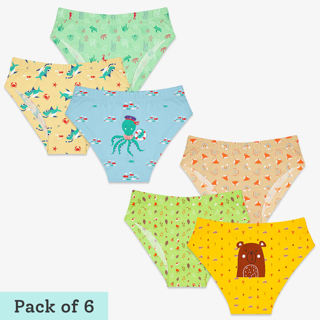 6 Packs Toddler Kids Girls Underwear Panties Kids Briefs Style