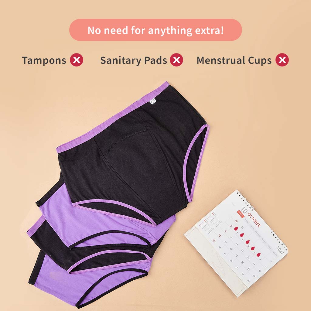 2 Period Underwear + 4 Flow Lock Cloth Pads + Free Wet Pouch - SuperBottoms