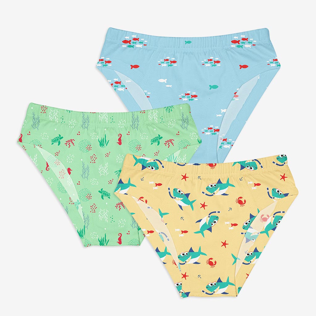  Boys Briefs Cotton Dinosaur Shark Baby Soft Toddler Training Underwear  Size 7/8yrs