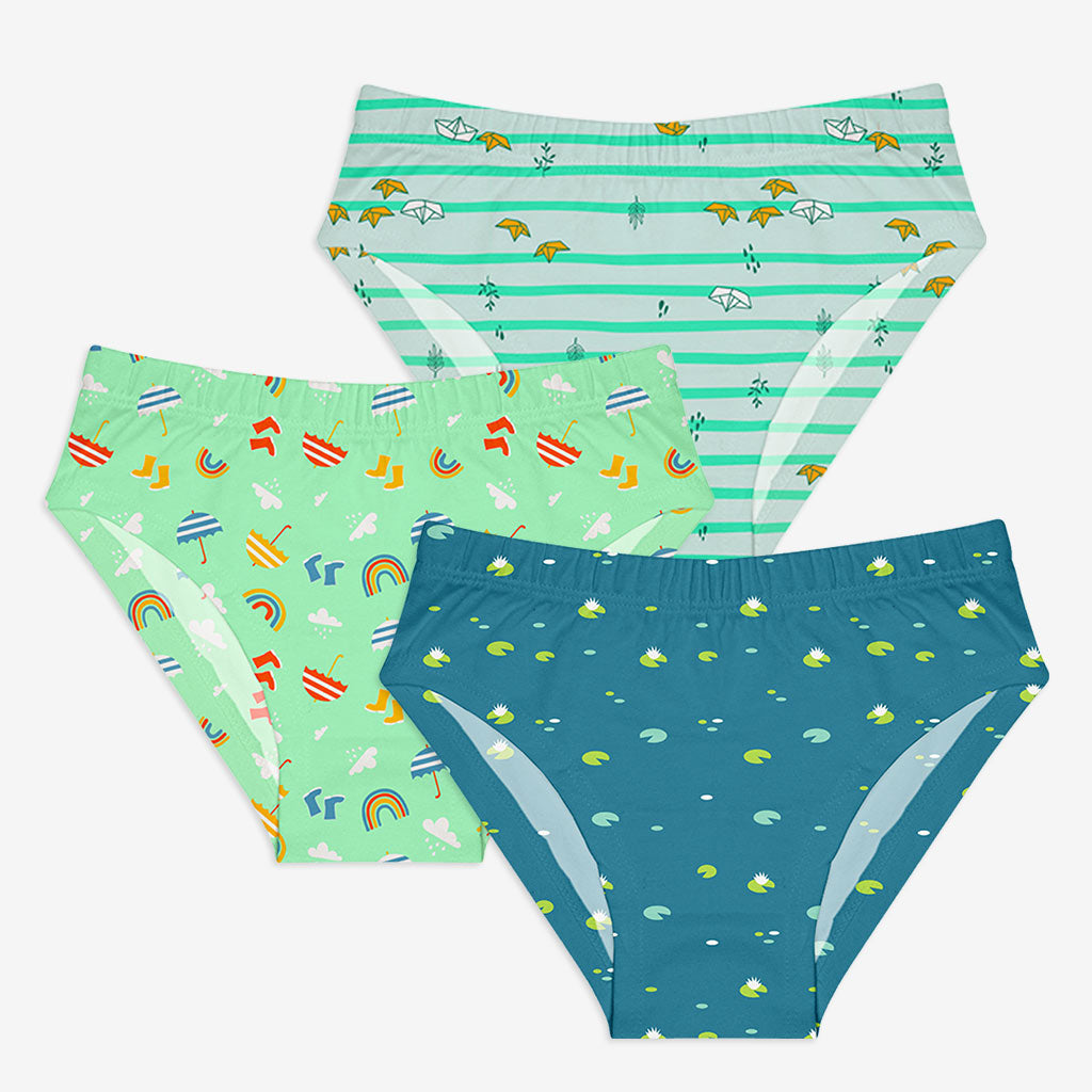 Young Girl Briefs Pack of 3 (Rainy Poppins) - SuperBottoms