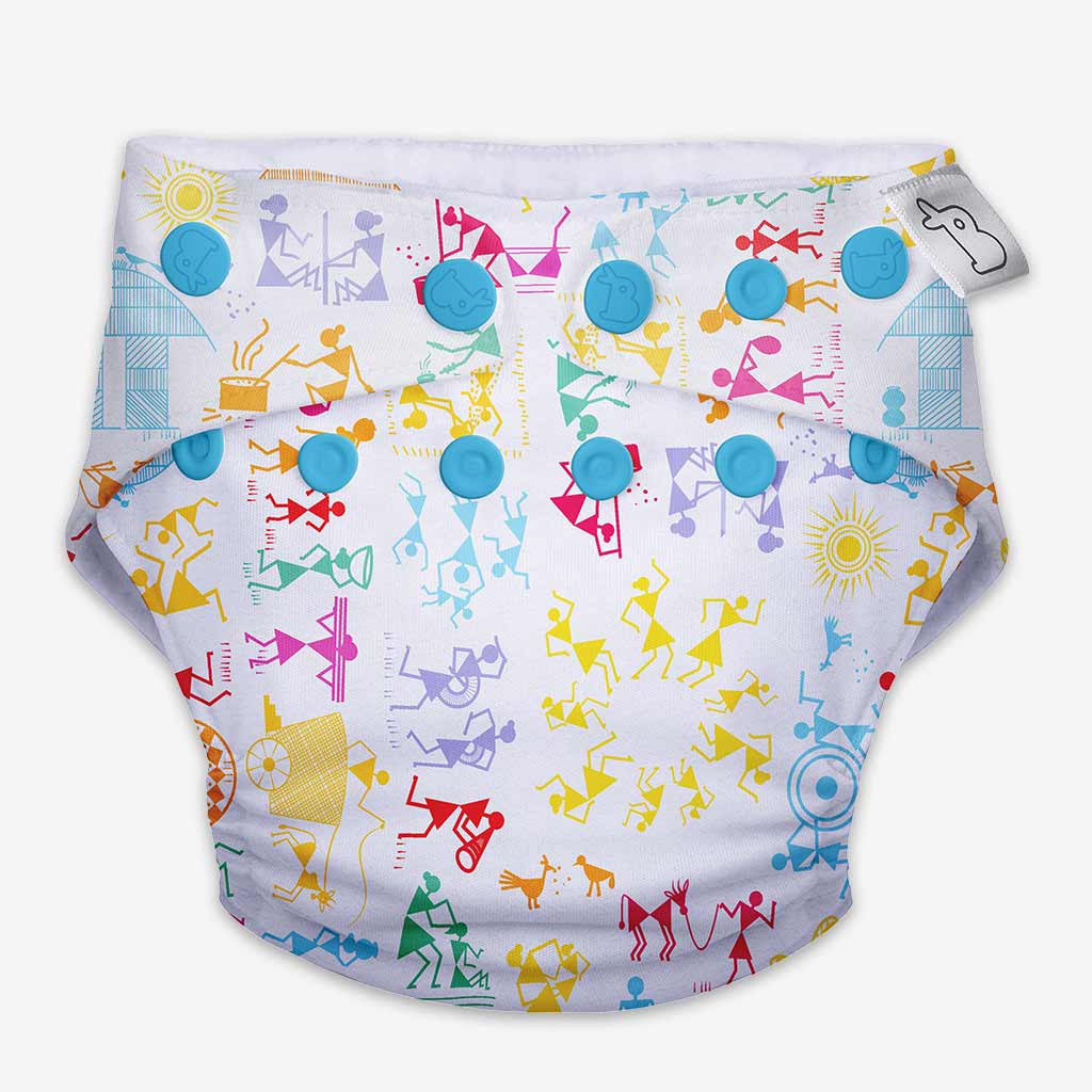Freesize UNO Cloth Diapers (White Warli) by SuperBottoms